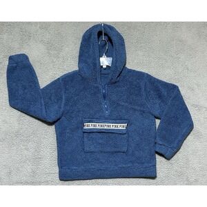 PINK Victorias Secret Hoodie Womens M Sweatshirt Medium Deep Pile Sherpa 1/4 Zip